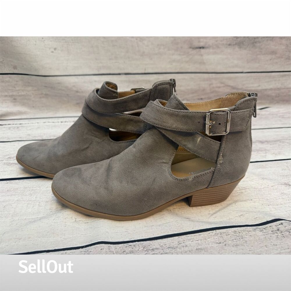 Sole Society Women's Beige Suede Ankle Booties Size 9 Casual Block Heel